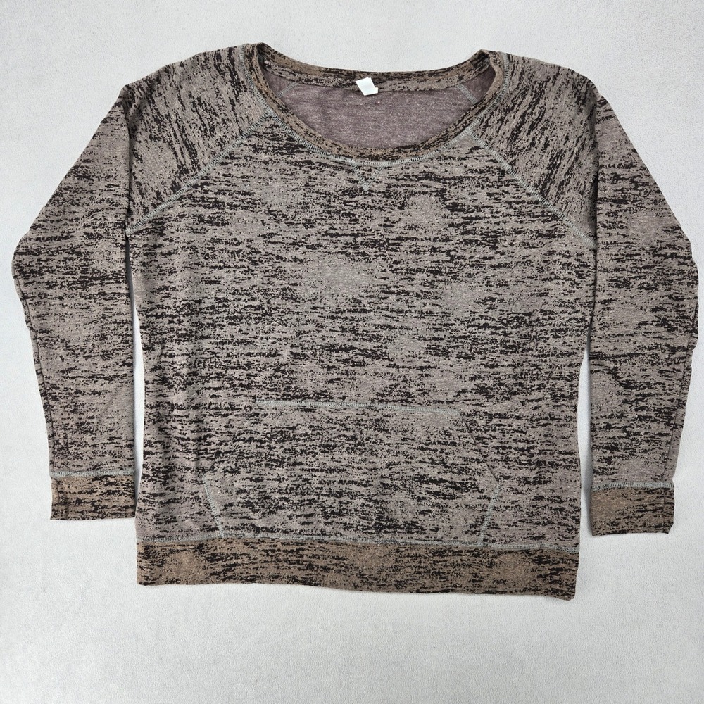 Enza Womens NWOT 2X Sweatshirt Gray Charcoal Acid Wash Raglan Pullover